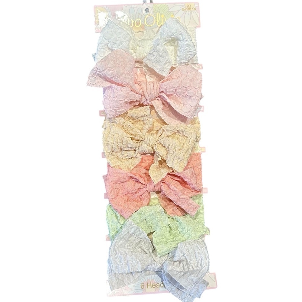 Ava Olivia NWT 6pk Little Girl Bow Pastel Headbands